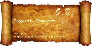 Ongerth Demeter névjegykártya